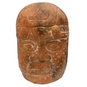 Olmec Head Statue Large 9” Terracotta INAH Authentic Reproduction Figure Mexico